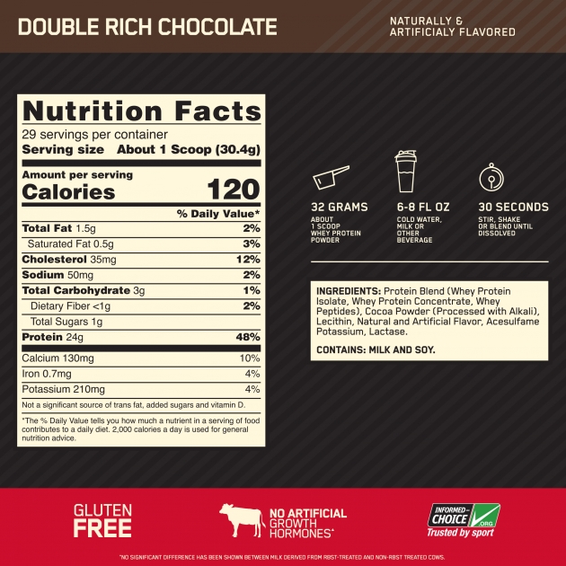 Optimum Nutrition Gold Standard Stick Packs Nutrition Facts