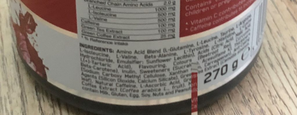 amino energy ingredients